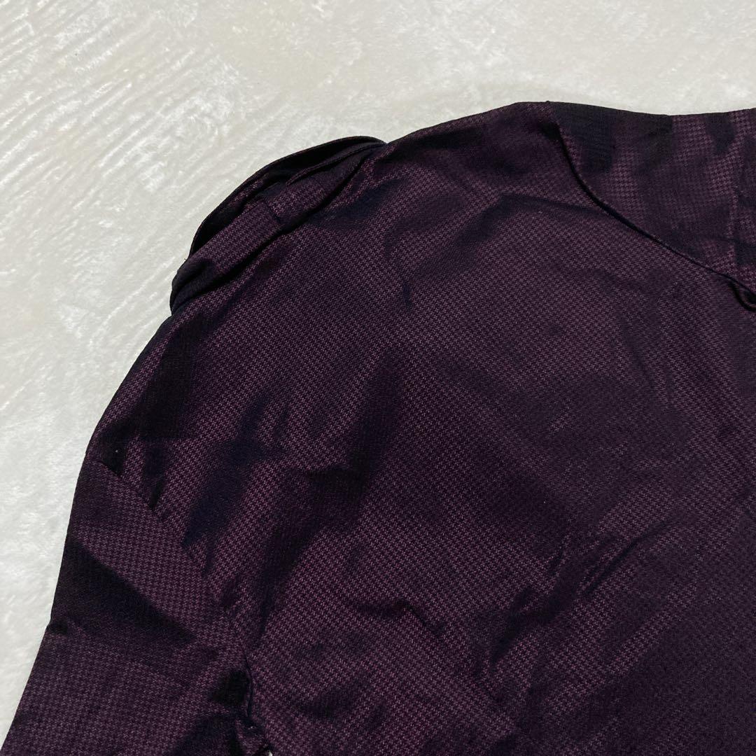 【未使用タグ付き】ナラカミーチェ　パープル　光沢　ボウタイリボンブラウス　長袖