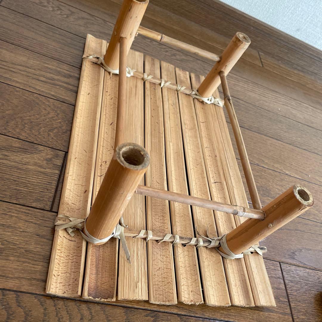 【希少】昭和レトロ ナチュラル色 蓋付き 大型 バスケット 竹製台付き