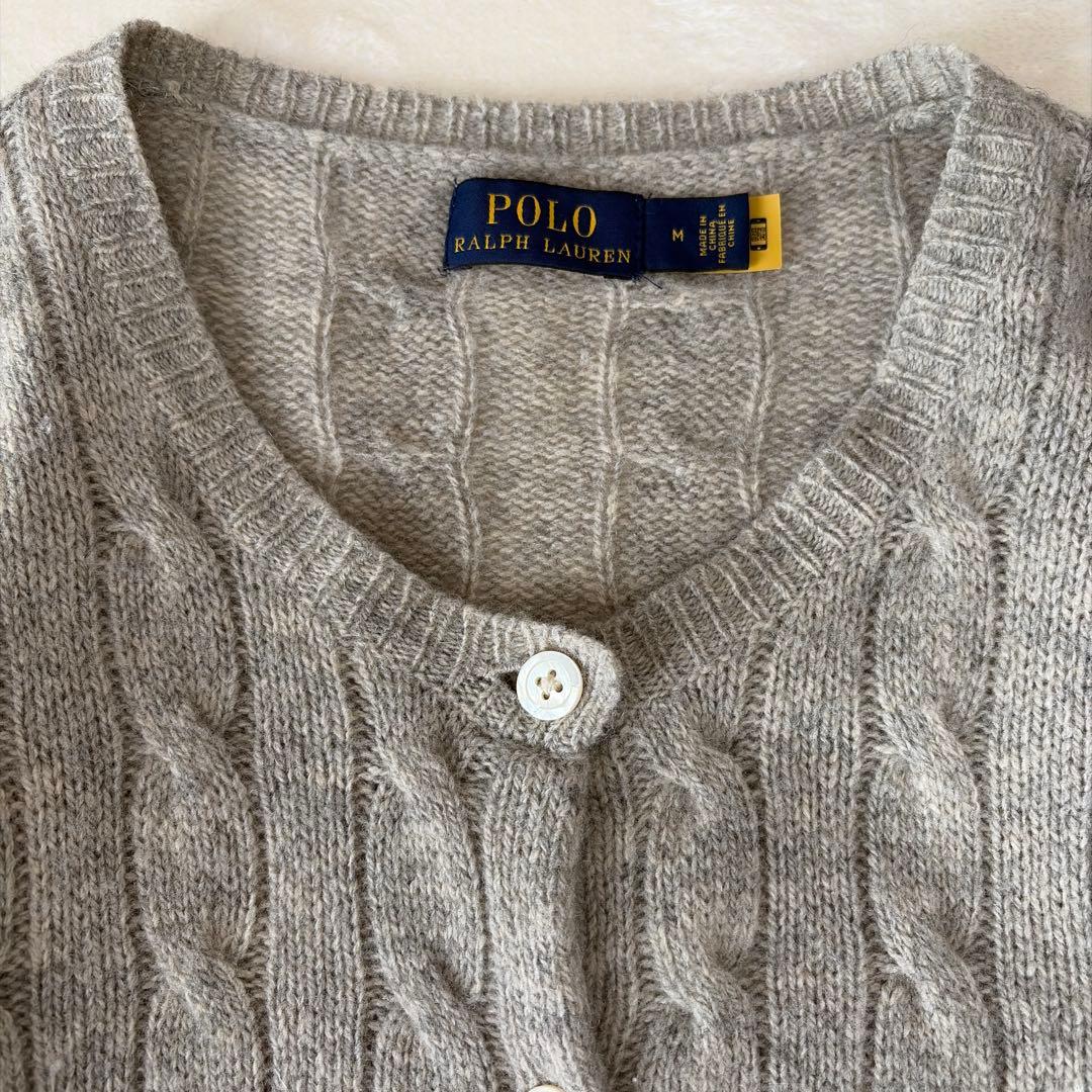 ラルフローレン カシミヤ ケーブルニットカーディガン ポニー刺繍