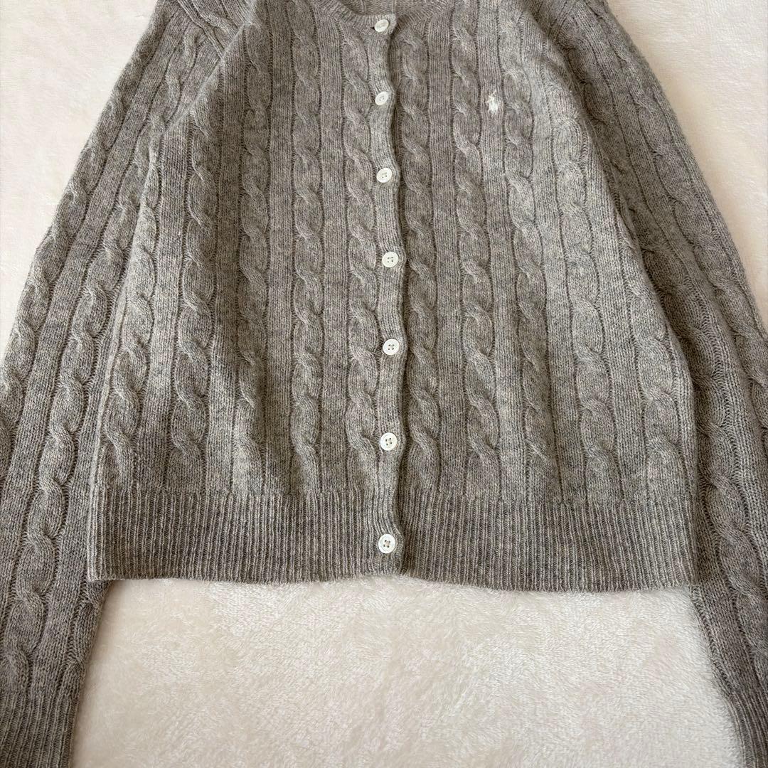ラルフローレン カシミヤ ケーブルニットカーディガン ポニー刺繍