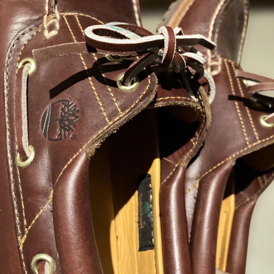 ティンバーランド　ダークブラウン レザー デッキシューズ