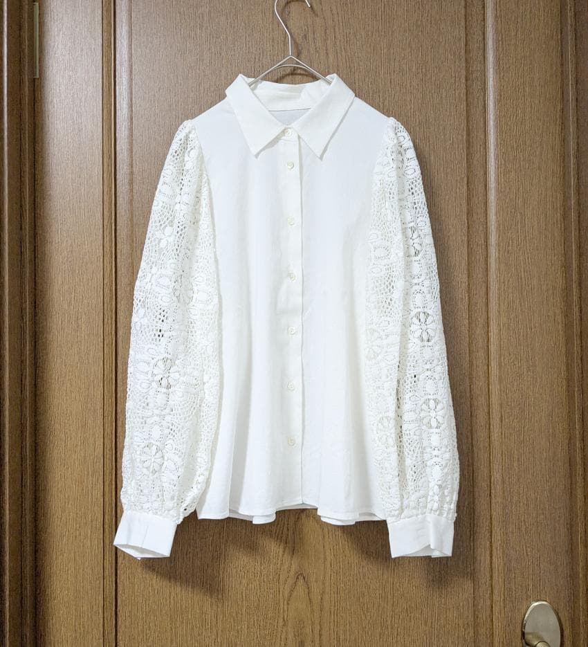 VERMEIL par iena レースコンビ ボリュームスリーブブラウス