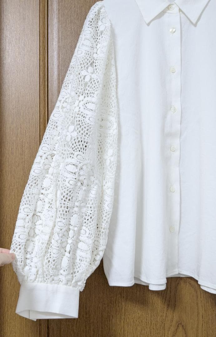 VERMEIL par iena レースコンビ ボリュームスリーブブラウス