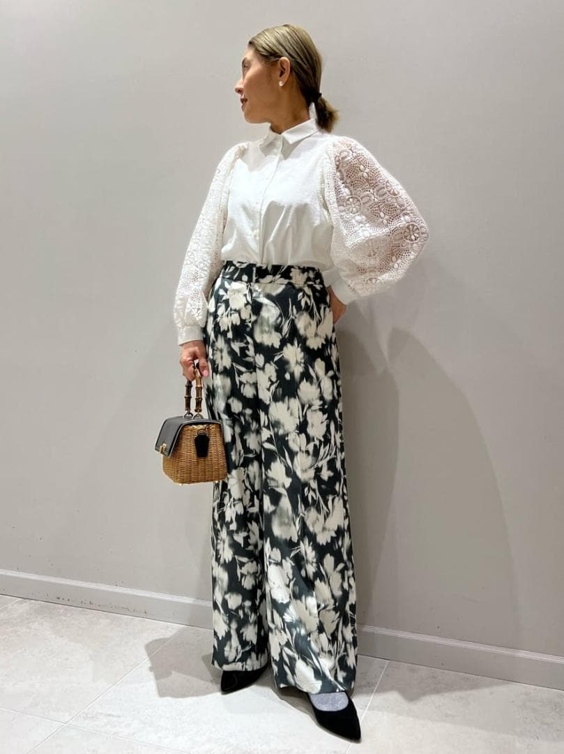 VERMEIL par iena レースコンビ ボリュームスリーブブラウス