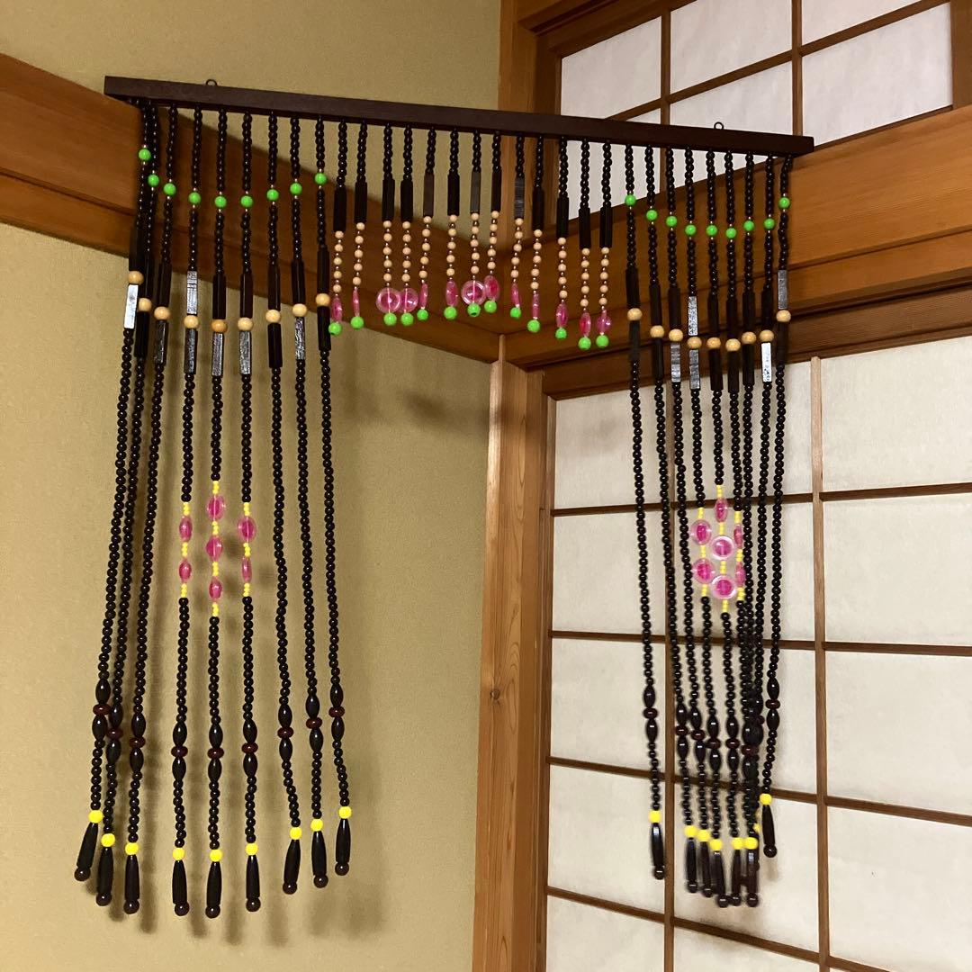 木製ビーズのれん 珠のれん