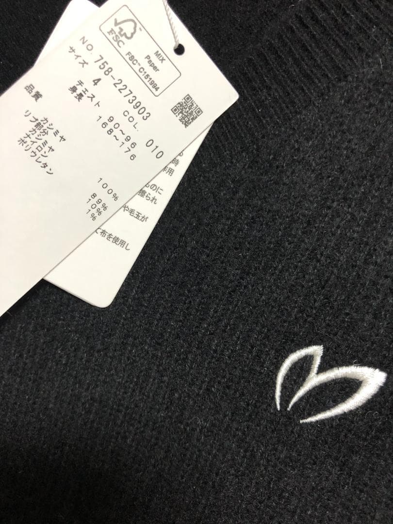 完売 未使用タグ付き Vネック カシミヤニットベスト 4 M 黒 マスターバニー