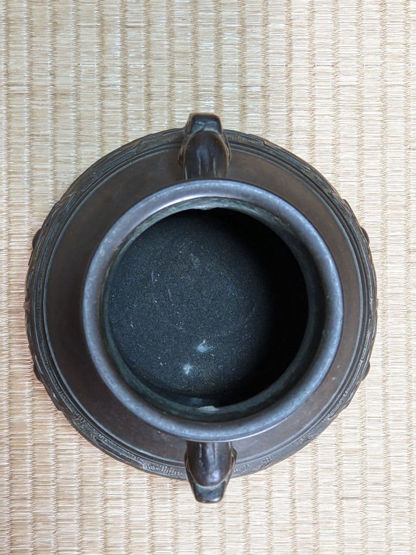 ⭐️唐金 饕餮文龍双耳瓶 明治時代 茶道具 花活け 華道 花生花器 青銅 骨董品