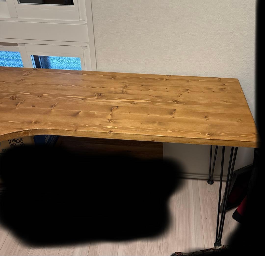 140cm L字デスク　天然木使用　インダストリアル調　ヴィンテージ