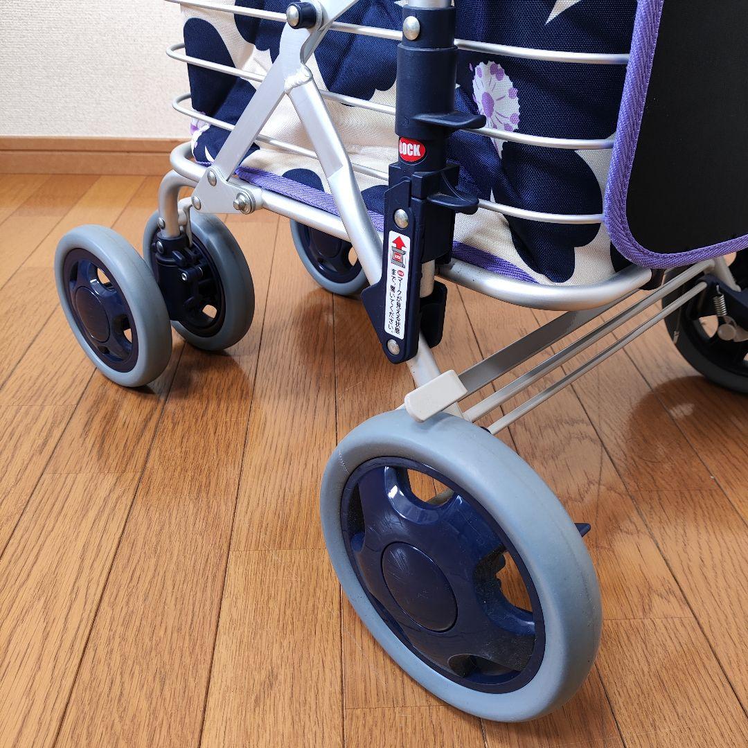 ⭐️美品⭐️ユーバ産業 ブレーキ付 アルミワイヤーカート 花柄