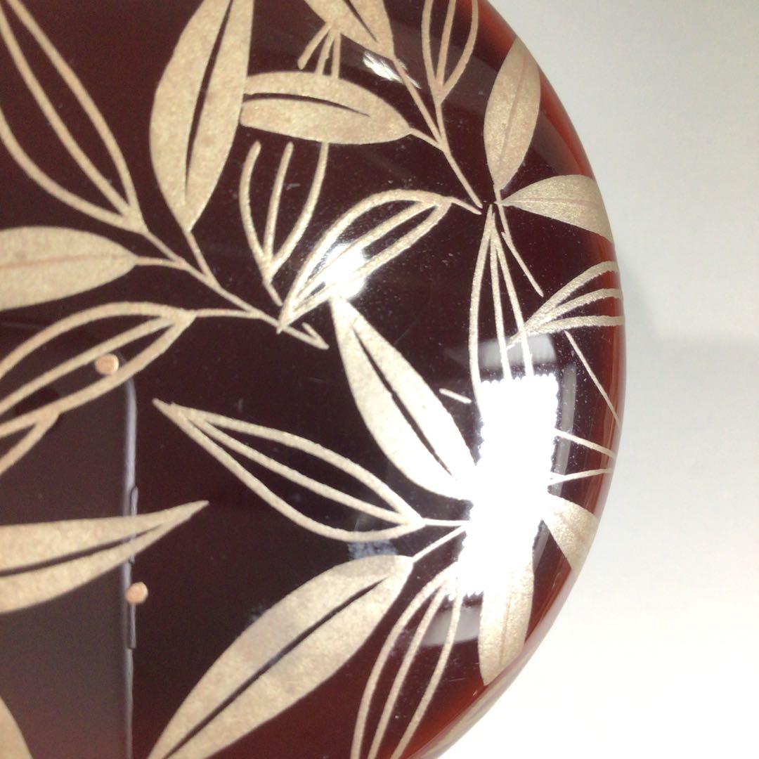 Ｐ６２９　棗　『吉田一峰作』『溜塗』『惺斉好』『笹蒔絵』『中棗』　共箱　茶道具