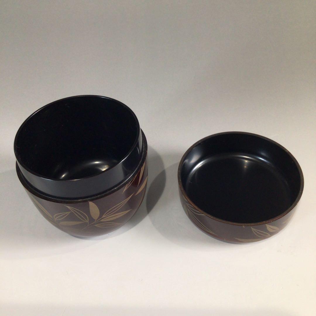 Ｐ６２９　棗　『吉田一峰作』『溜塗』『惺斉好』『笹蒔絵』『中棗』　共箱　茶道具