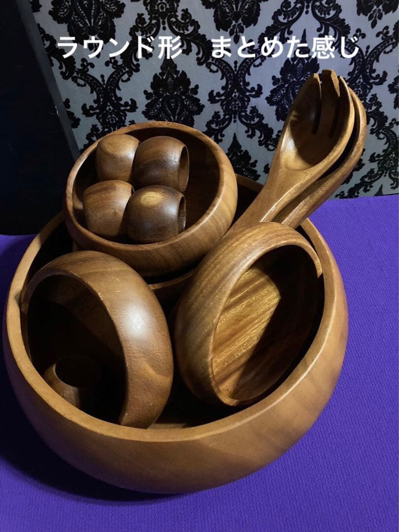 天然木食器♦️ヴィンテージ47点セット♦️BBQに◎ 海外製オーダー♦️補償付　送料込