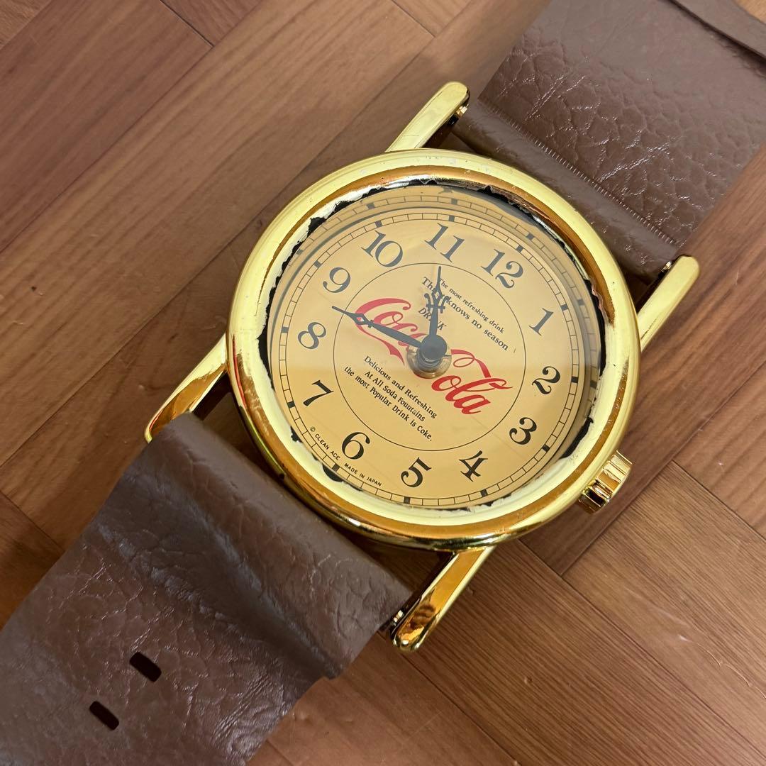コカ・コーラ Coca Cola ゴールド アナログ時計 掛け時計 腕時計型