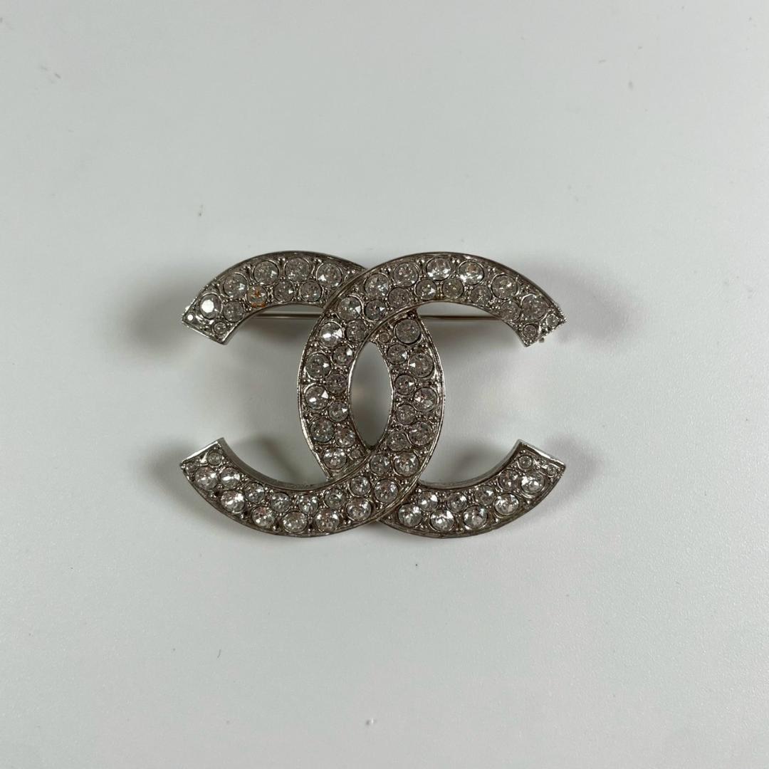 美品　C20　CHANEL シャネル　CC　ココマーク　ブローチ　ラインストーン