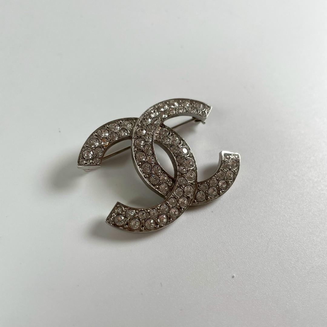 美品　C20　CHANEL シャネル　CC　ココマーク　ブローチ　ラインストーン