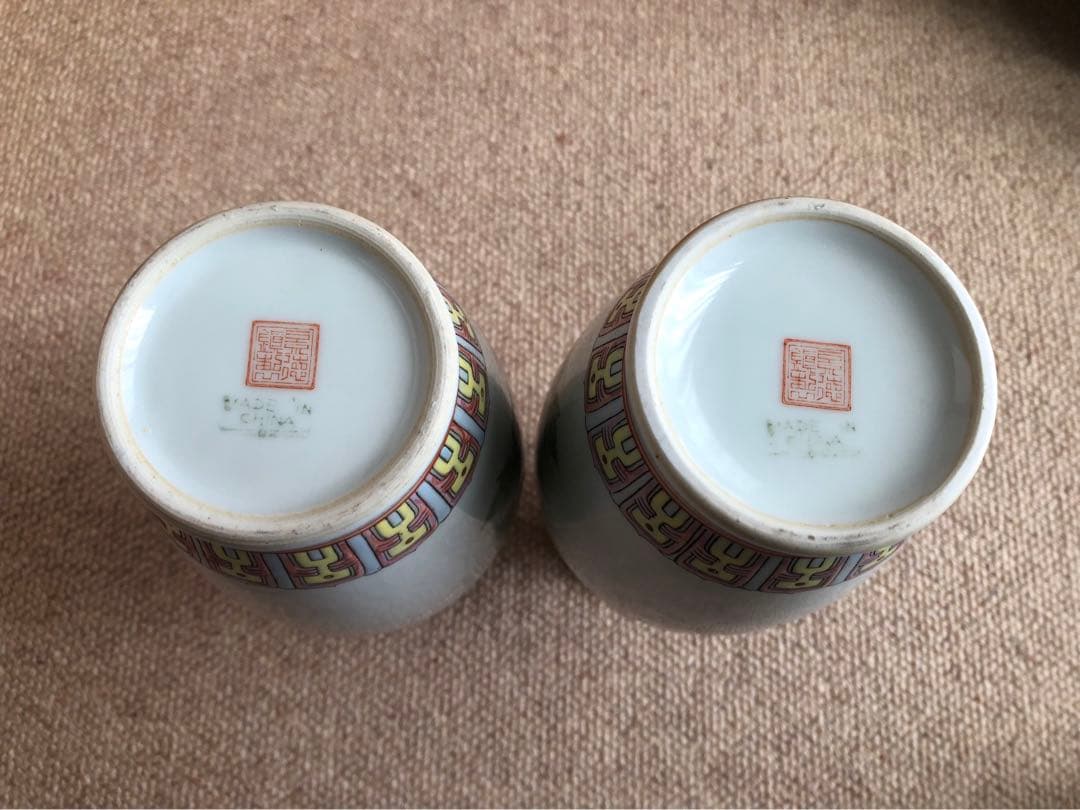 時代　中国　景徳鎮製　花瓶　一対