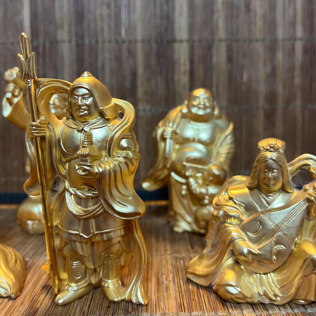 【美品】 七福神 置物 縁起物　御利益幸福　神様　ゴールド　金色