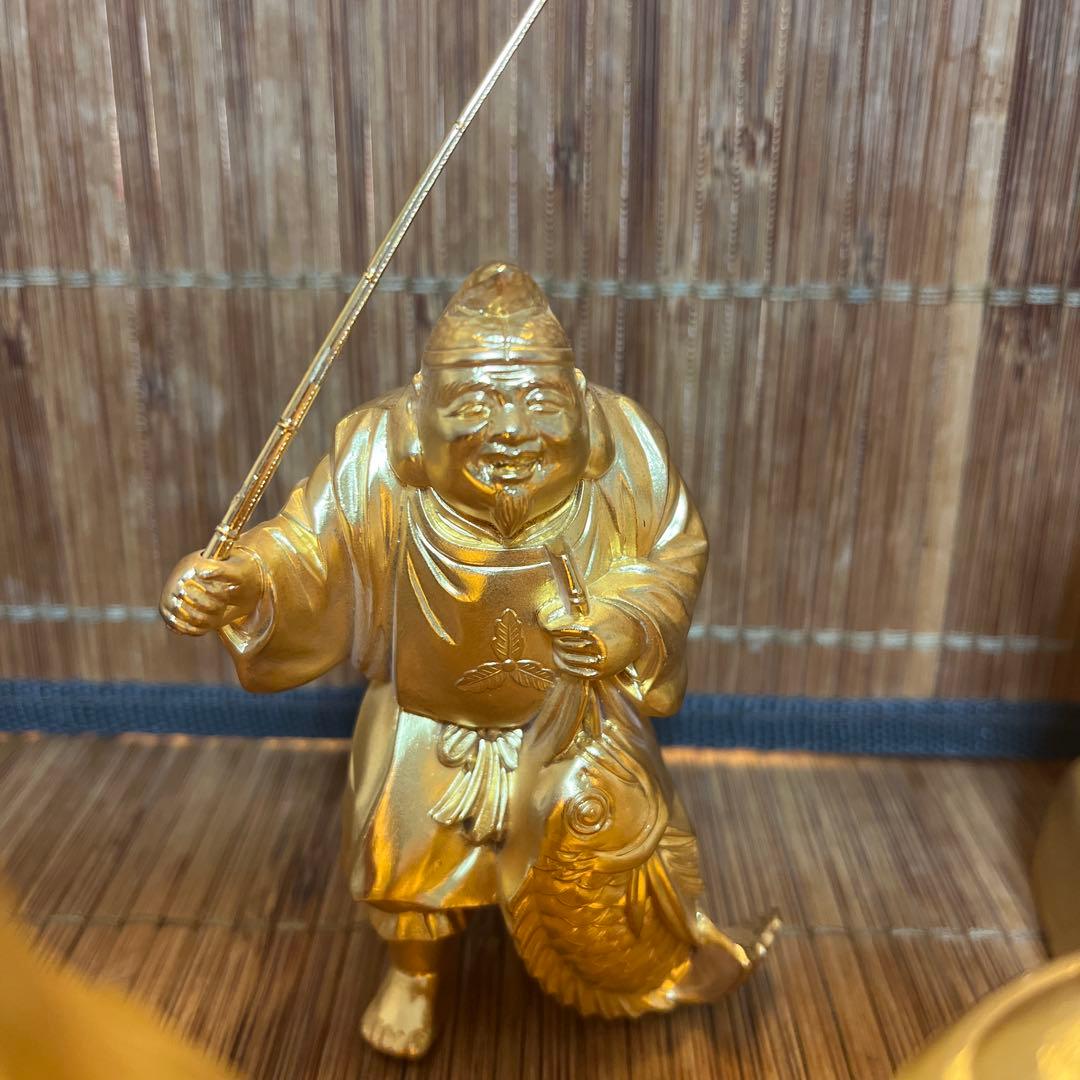 【美品】 七福神 置物 縁起物　御利益幸福　神様　ゴールド　金色