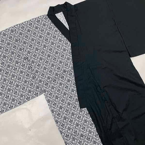 浴衣 単品 女性用 日本製 半身仕立て 綿100％ 黒色 NO42044