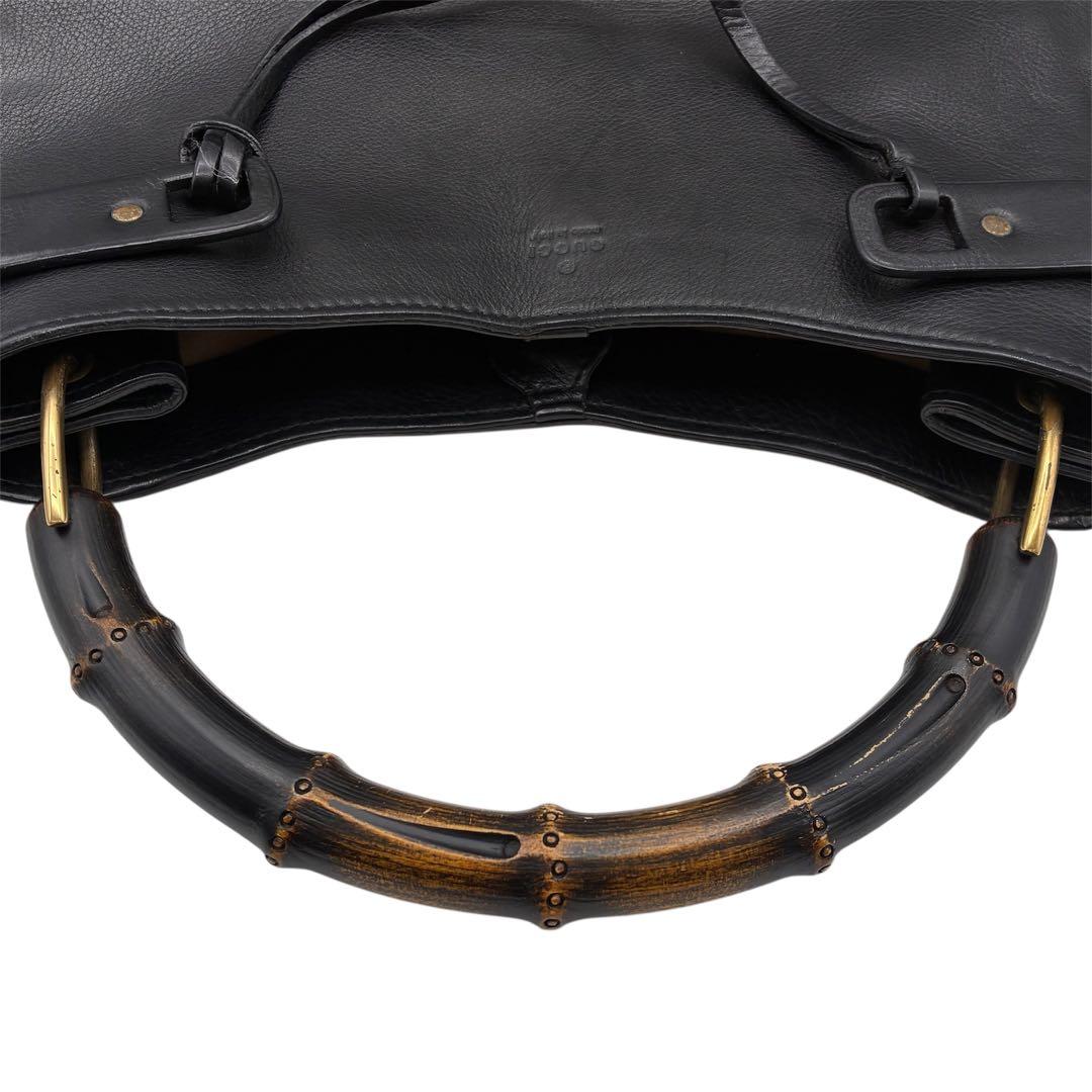 GUCCIグッチ バンブー ハンドバッグ レディース 黒 レザー ヴィンテージ