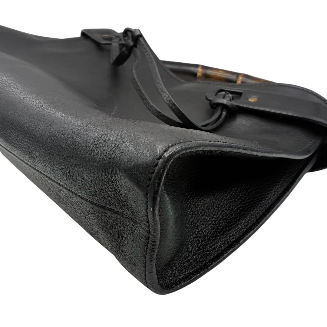 GUCCIグッチ バンブー ハンドバッグ レディース 黒 レザー ヴィンテージ