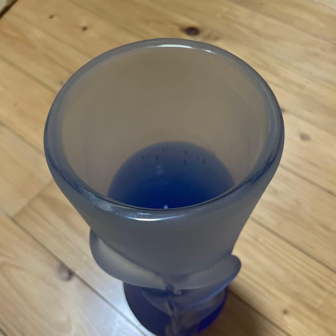 グラデーションブルー 花瓶 琉球ガラス　約35cm