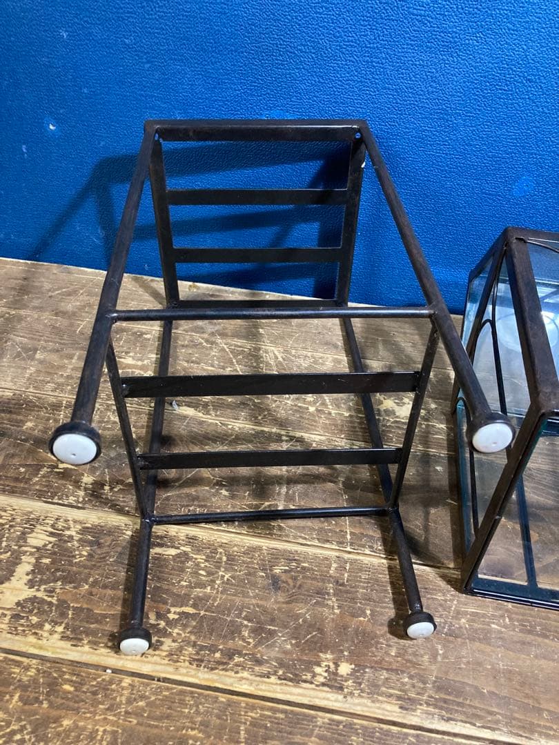 ガラス　ガーデン雑貨　ディスプレイ　花台　フラワースタンド　アイアンスタンド