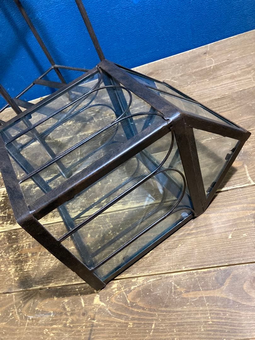 ガラス　ガーデン雑貨　ディスプレイ　花台　フラワースタンド　アイアンスタンド