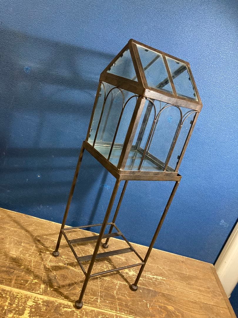 ガラス　ガーデン雑貨　ディスプレイ　花台　フラワースタンド　アイアンスタンド