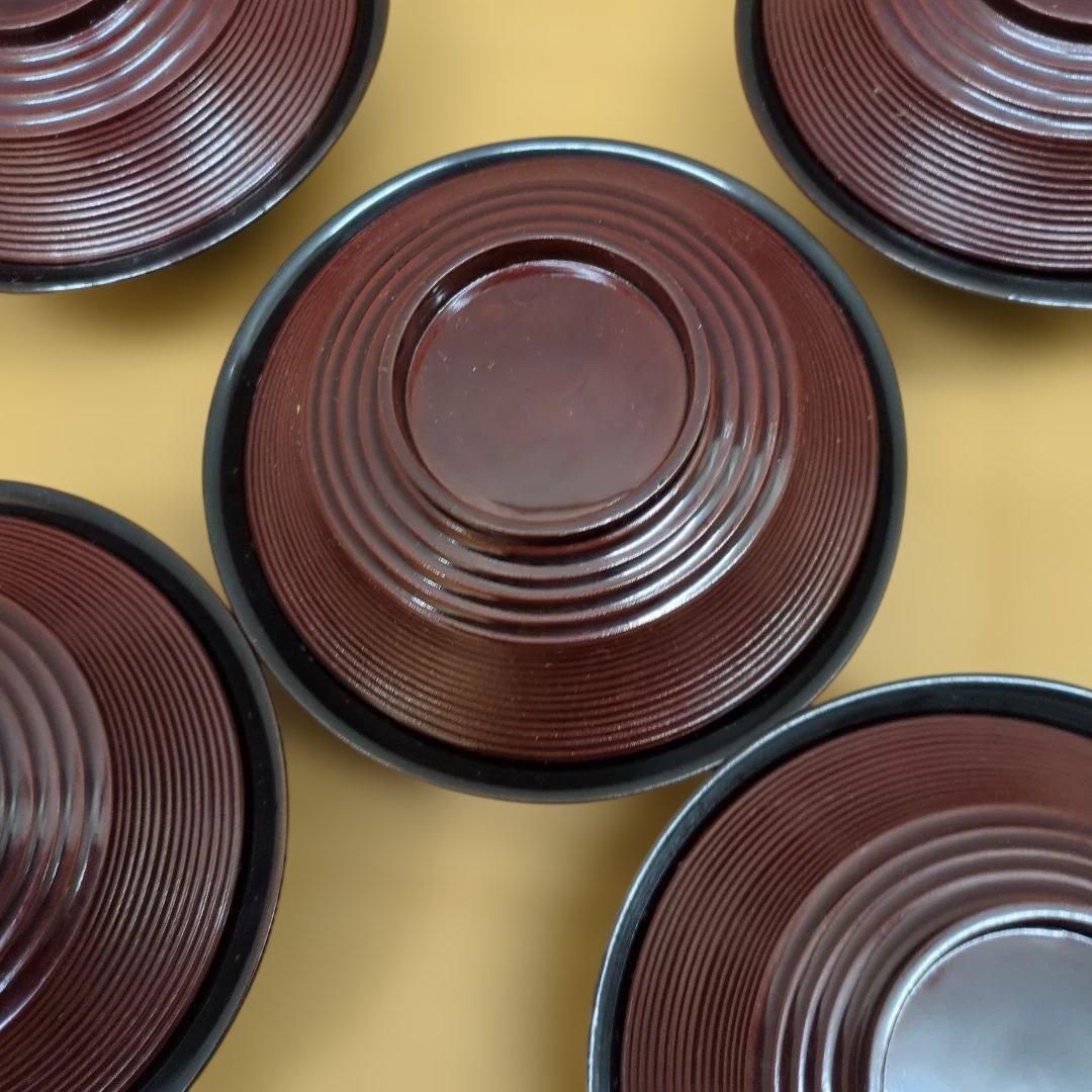 骨董　蓋付き椀　お椀　大振り　蒔絵　海老　若松　南天　木製　漆器　5つ〜