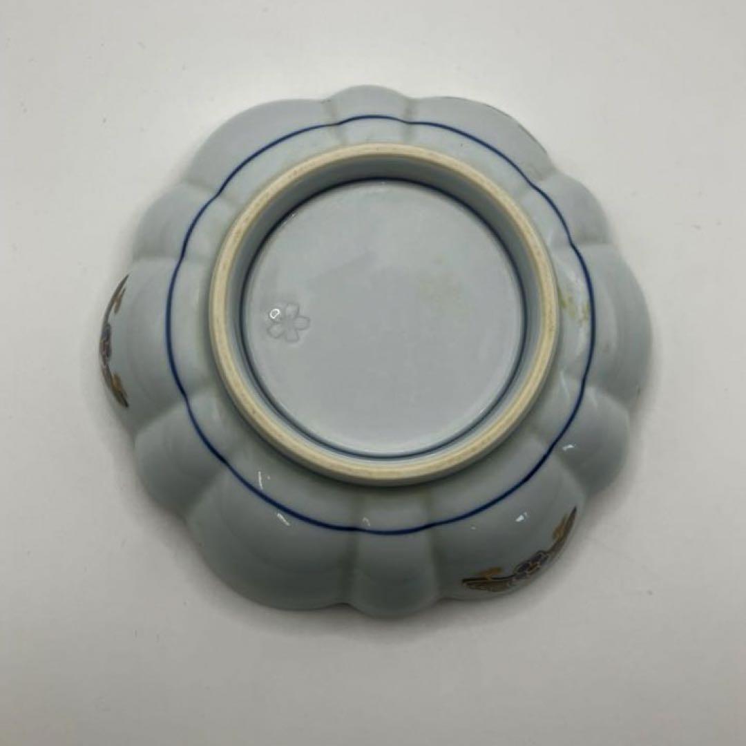 有田焼　菊割皿　金彩染付花紋　菊割小鉢揃　5枚セット