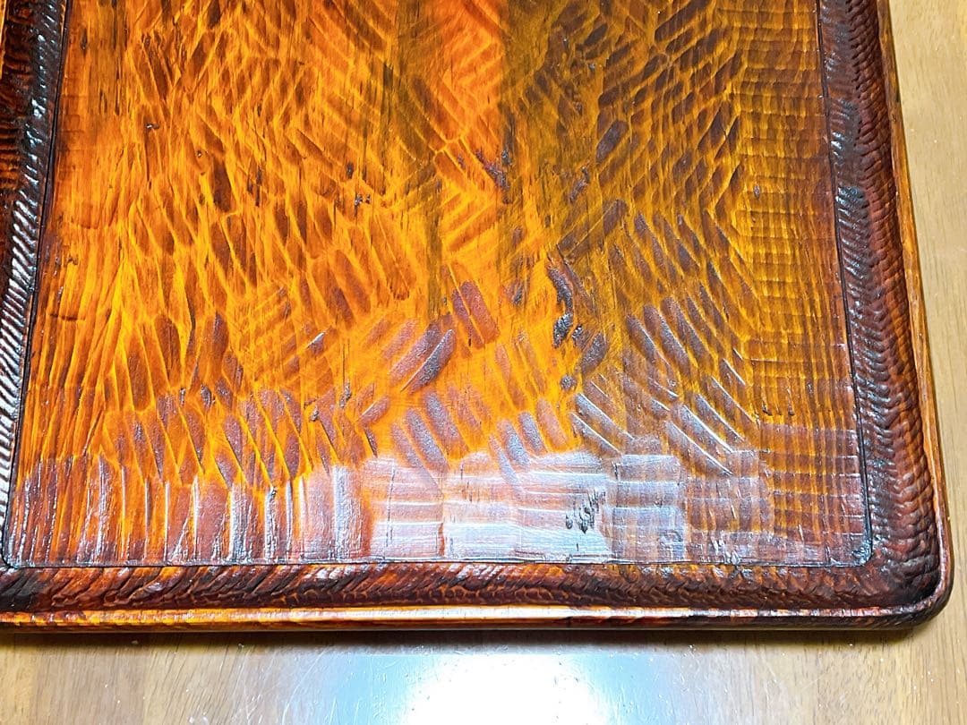 時代物 お膳 讃岐彫り 正方形 お盆 アンティーク 漆器 トレー 木彫り ３枚組