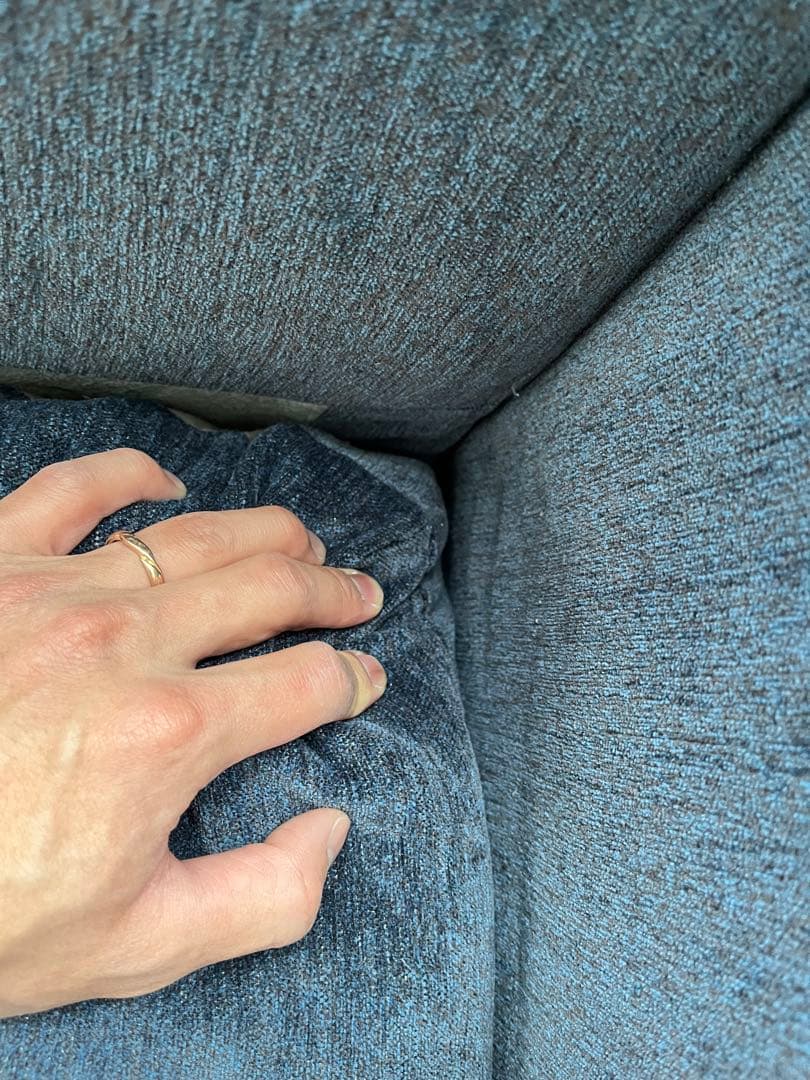 ダークブルー カウチソファ 3人掛け