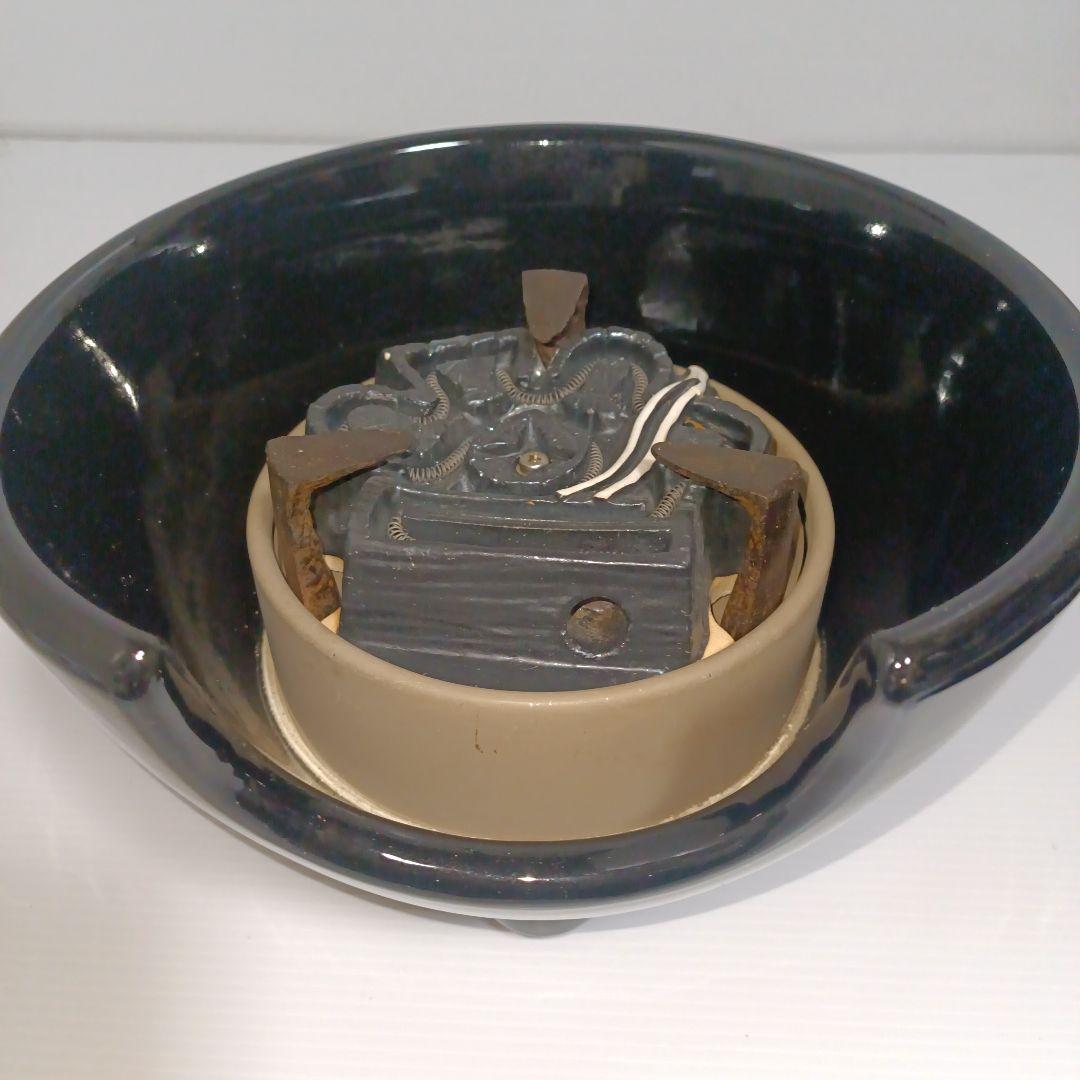 美品 茶道具 野々田商店製 黒真塗 風炉型 電熱器 敷板付 元箱