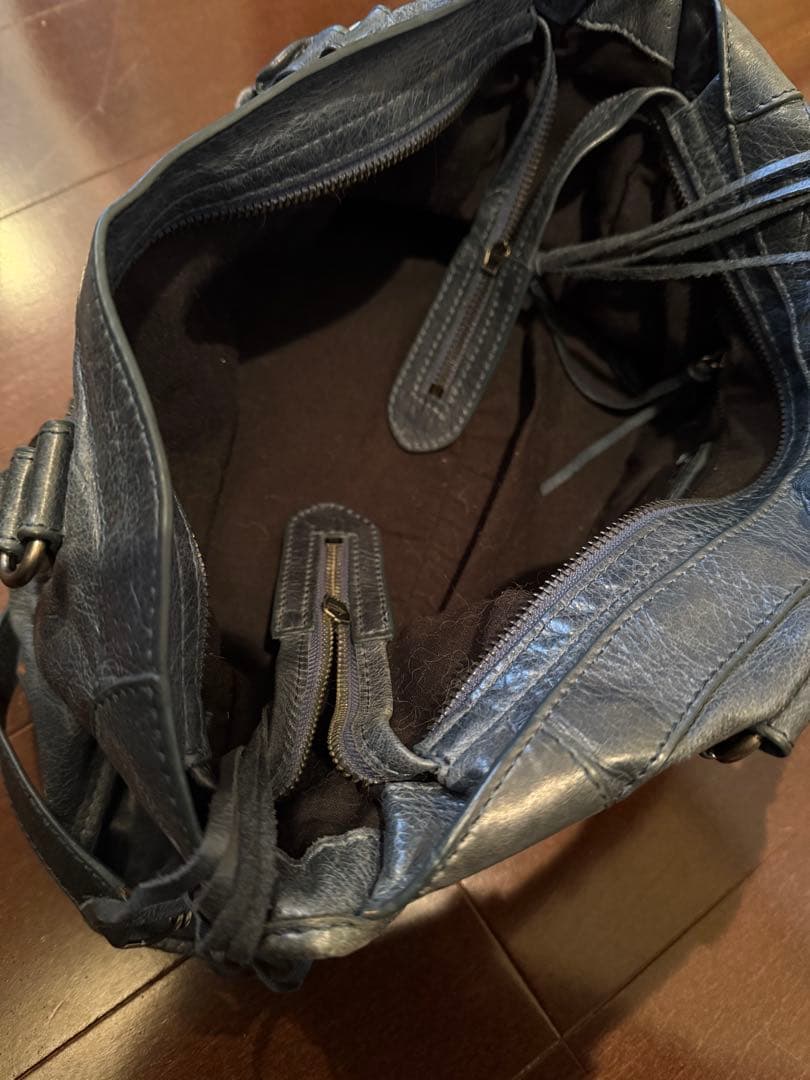 レザーショルダーバッグ エディターズ ヴィンテージ 本革 2way ダークブルー