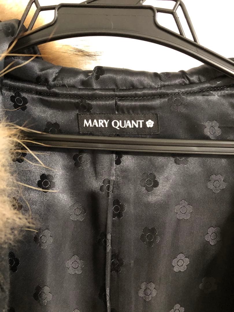 MARY QUANT ファー付き黒ポンチョ・ケープコート