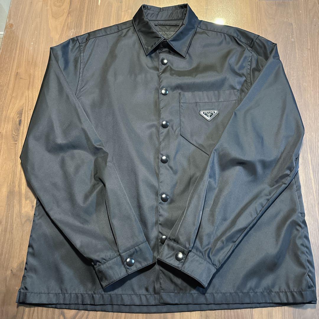 美品　PRADA Re-Nylon シャツ　三角ロゴ　L 黒