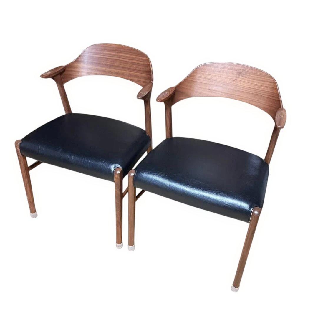 PARTENZA　セミアームチェア 2脚セット ウォルナット 替えカバー付