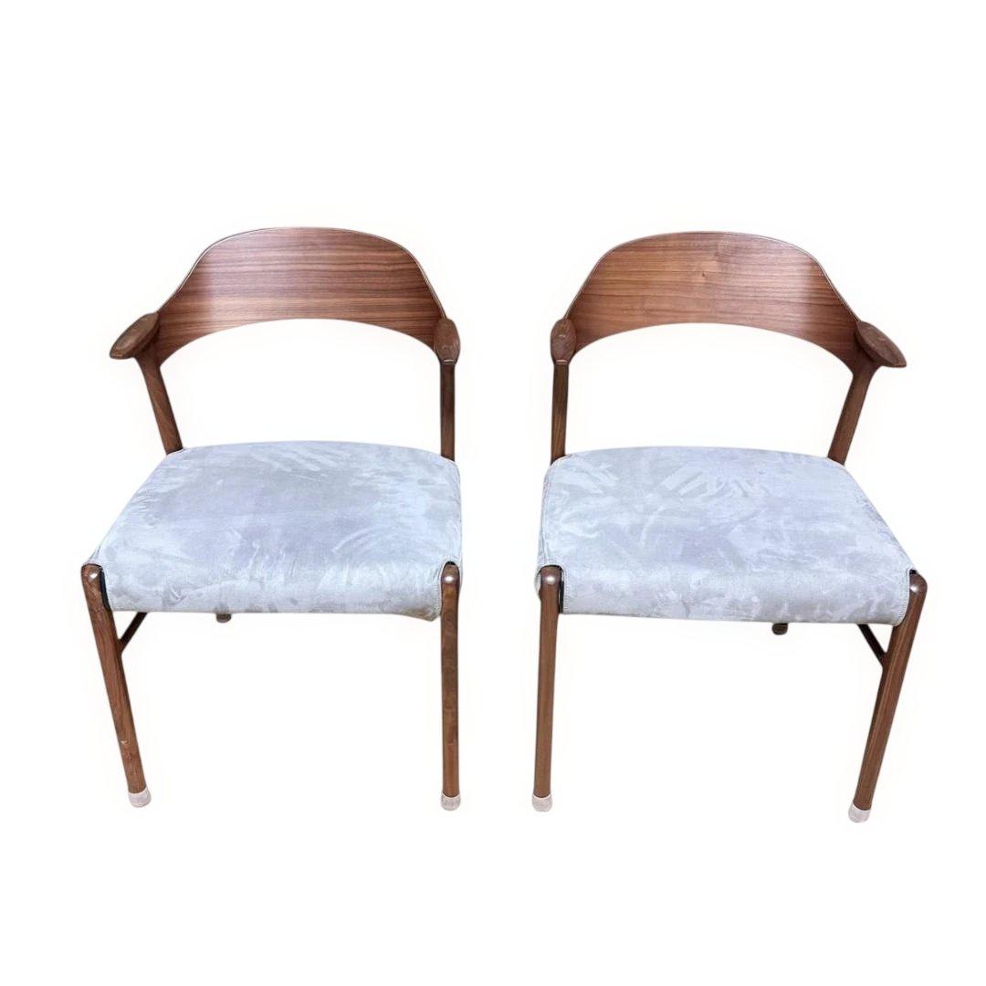PARTENZA　セミアームチェア 2脚セット ウォルナット 替えカバー付