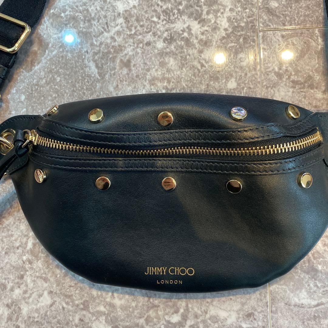 JIMMY CHOO ブラックレザー ボディバッグ　美品