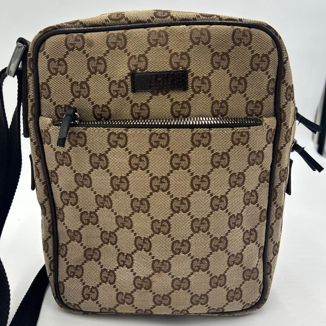GUCCI グッチ GGキャンバス ショルダーバッグ　レザー　ロゴ