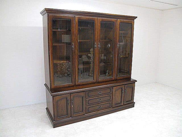 美品 カリモク 「コロニアル」 大型ブックシェルフ　W180ｃｍ　　本棚/書棚