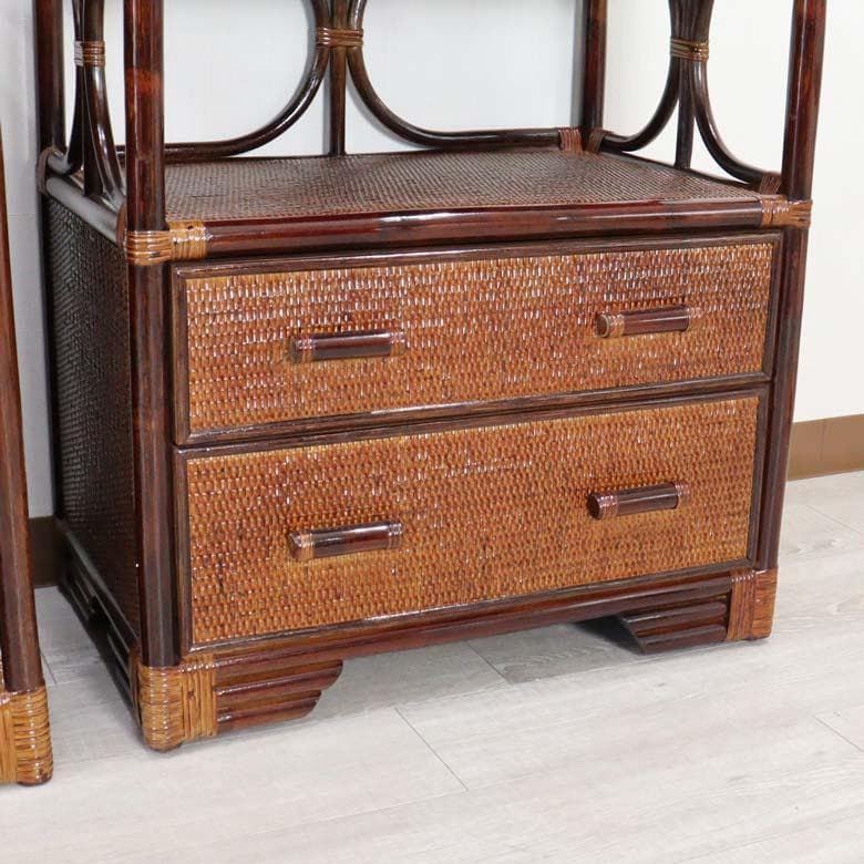 軽量ラタン キャビネット 飾棚 ラック 手作り 軽い ブラウン色