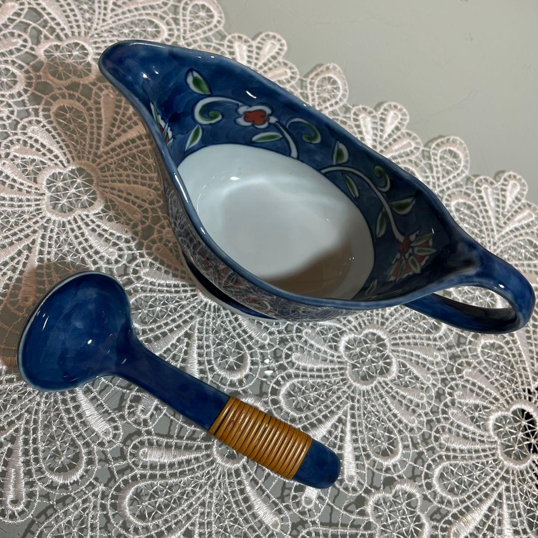 源右衛門　染錦唐花　ソース　ドレッシングポット　専用スプーン