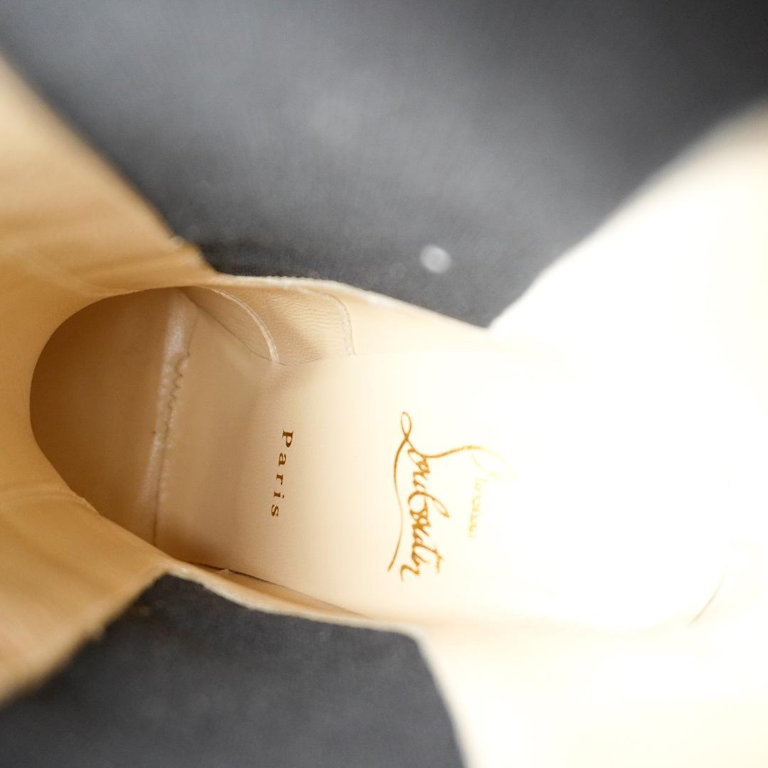 24.5cm ルブタン黒レザーポインテッドトゥブーティ バレンタインデー最適