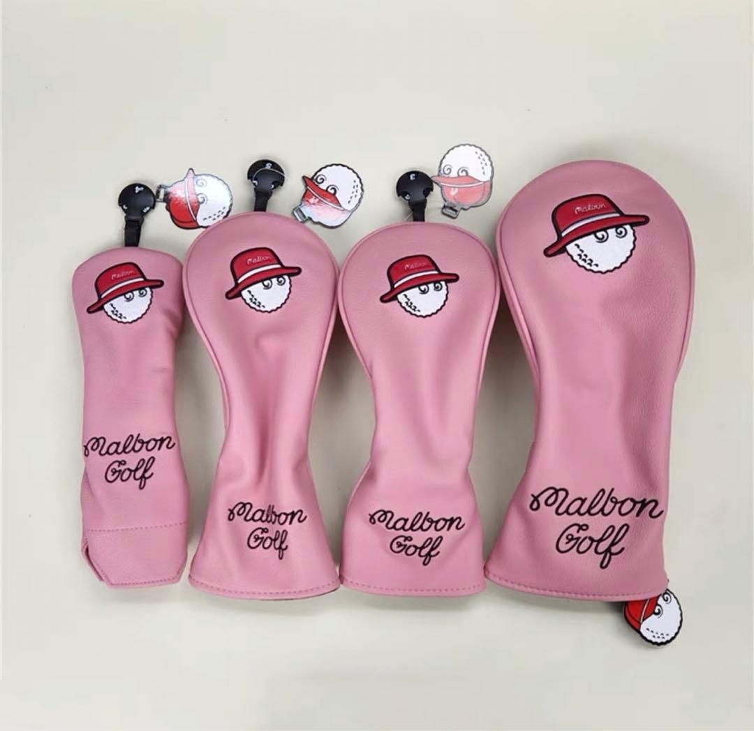 【大人気値下げ4点セット】MalbonGolfマルボンゴルフクラブカバーピンク色