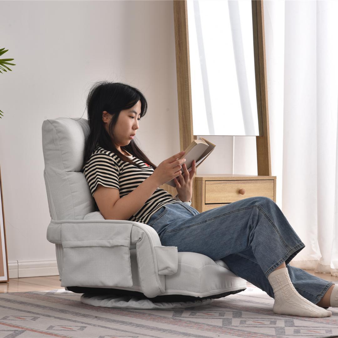 【ホワイト】回転式座椅子肘掛けハイバック座いすリクライニング1人掛けソファー