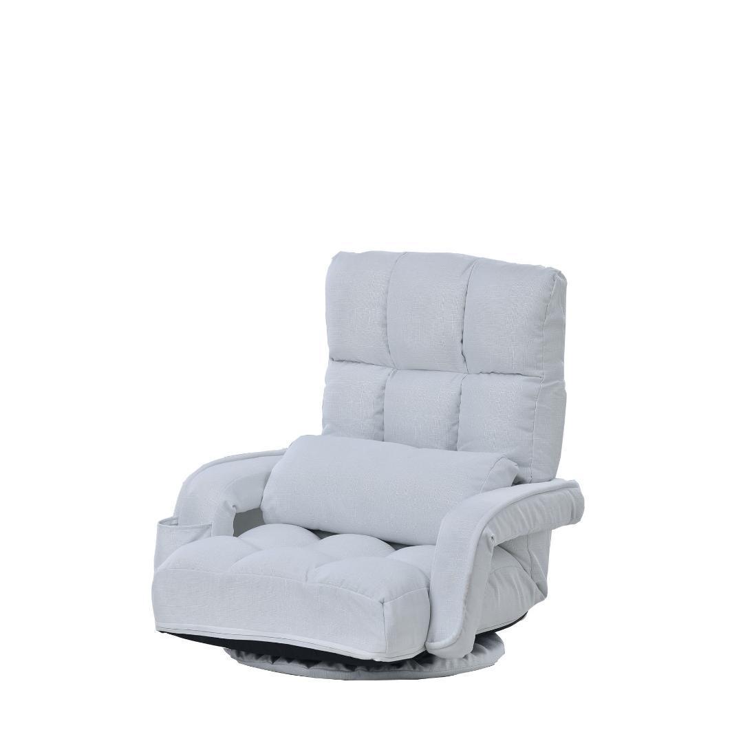 【ホワイト】回転式座椅子肘掛けハイバック座いすリクライニング1人掛けソファー