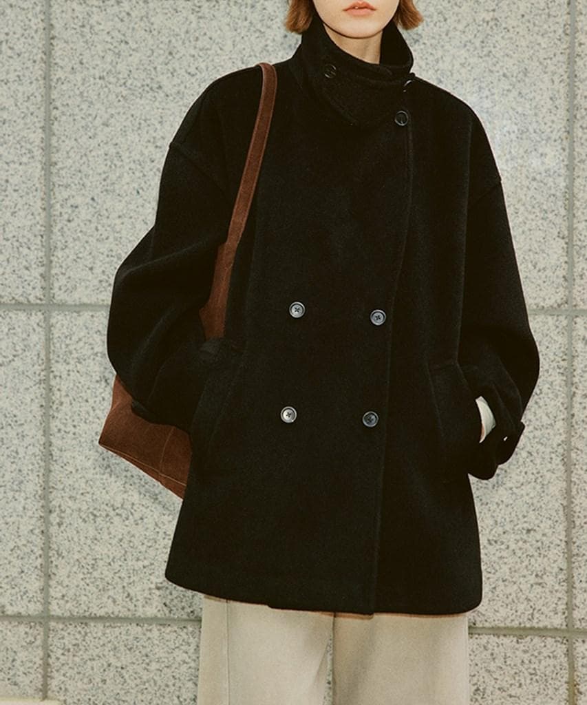 【fssnb】FanoStudios スタンドネック ベーシックハーフコート・M