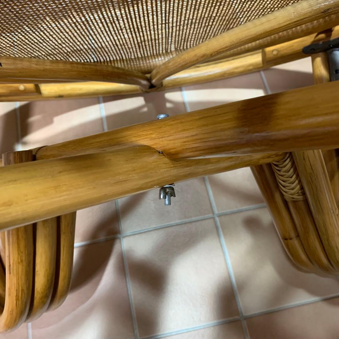 【美品】ラタン 籐 ガラステーブル アジアン 籐 円卓 ヴィンテージ レトロ